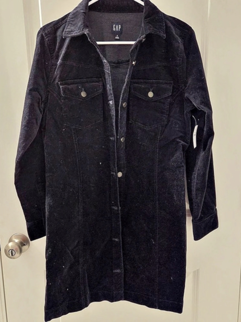 Gap Black Velvet Shirt Jacket Size Small NWT
